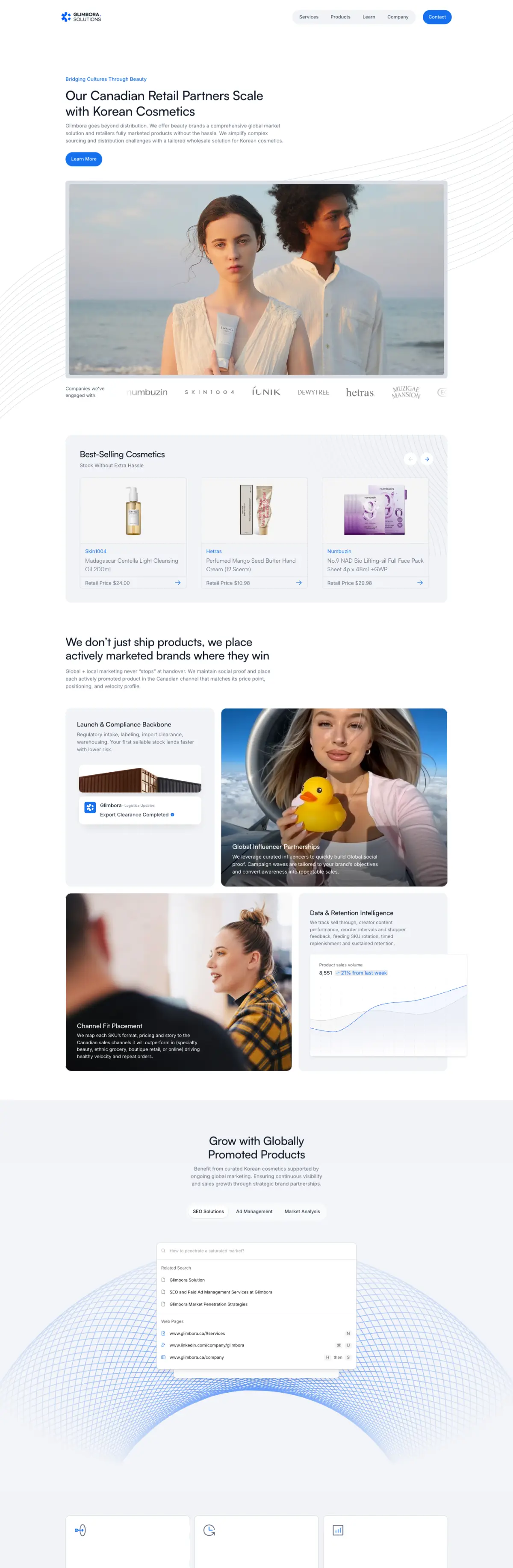 Glimbora website, full page